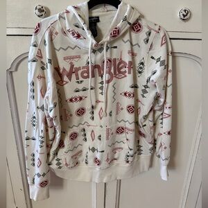 Wrangler White and Red Patterned Women's Hoodie